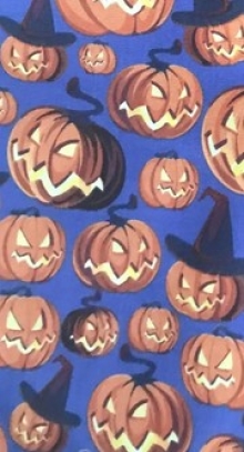 45 " Halloween - Pumpkin Lights Purple - 1 yd